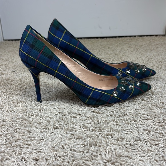 J. Crew Elsie embellished plaid pumps sz 8.5 - Picture 2 of 10